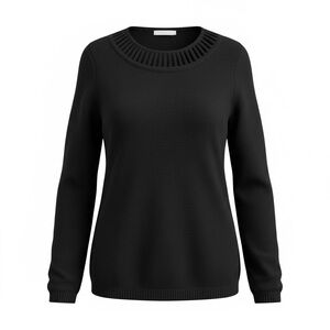 Vintage Mr. Sweater Women M Angora Wool Black Sweater Cut-Out Neckline Luxury